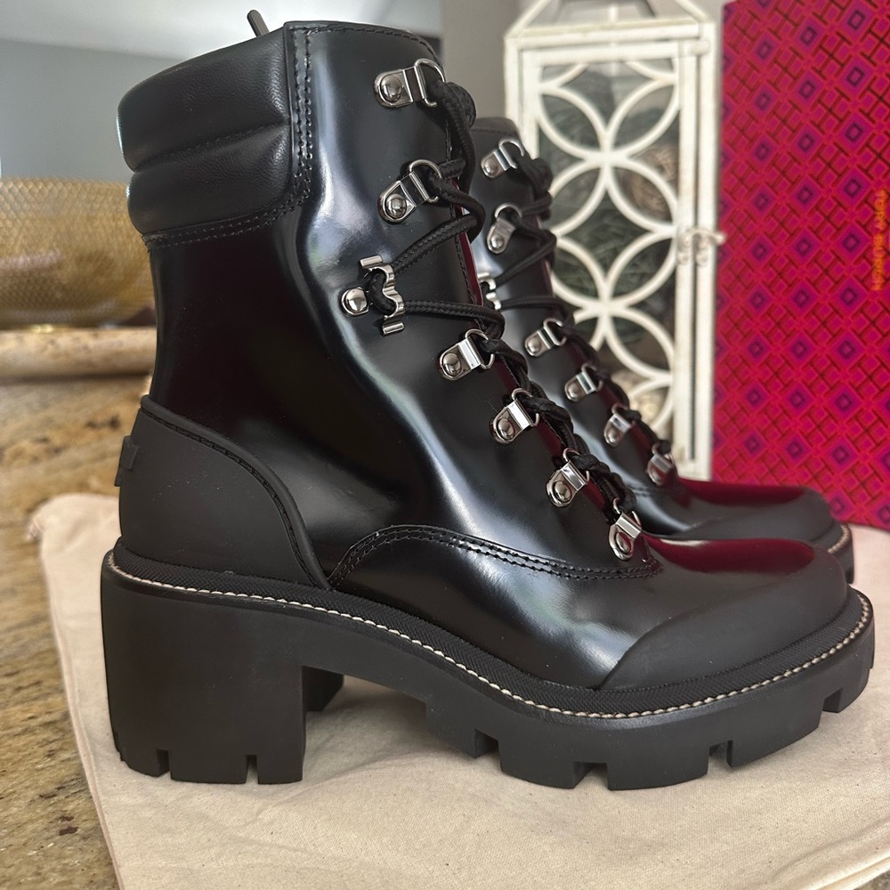 New Tory Burch leather lug solo hiker boots